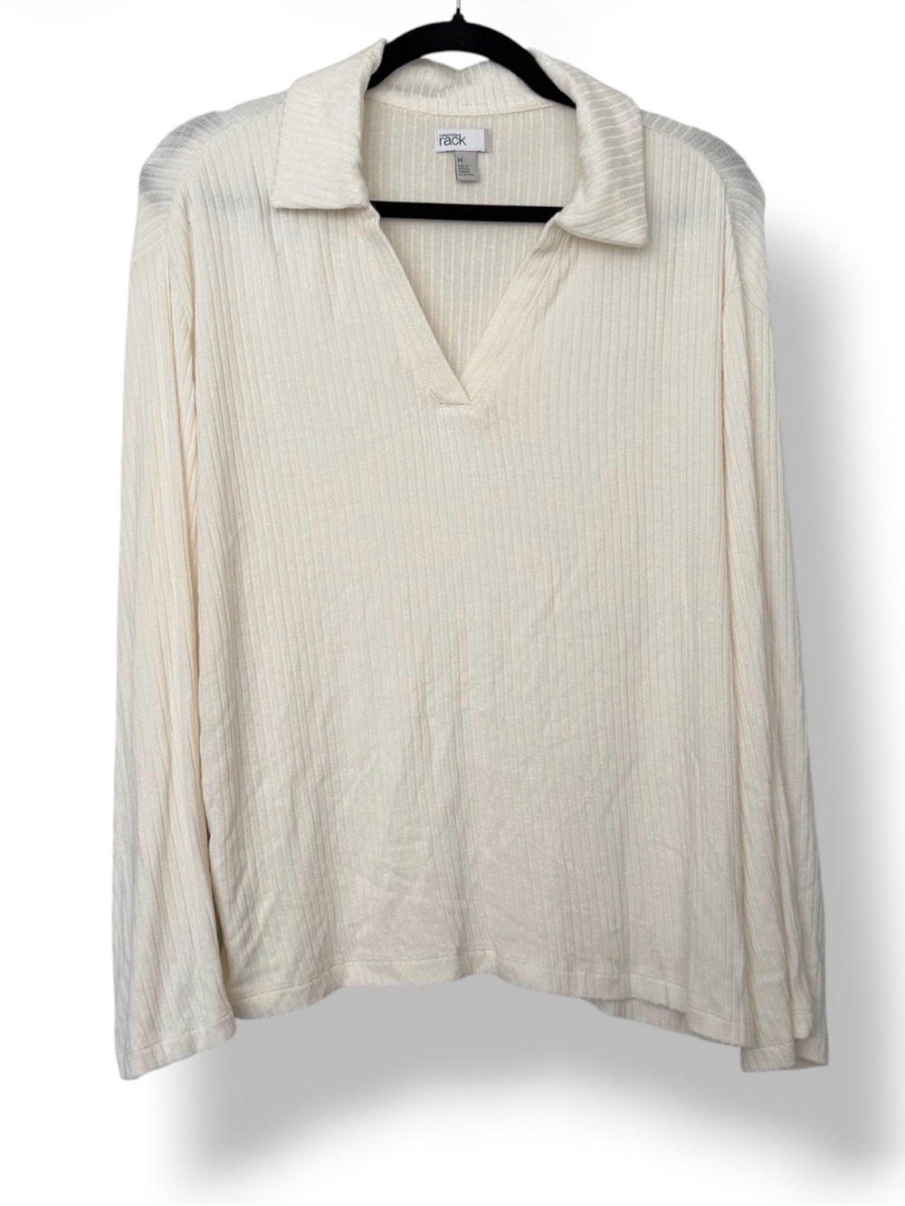 Nordstrom Rack Ribbed Johnny Collar Top Cream — image 2 of 7